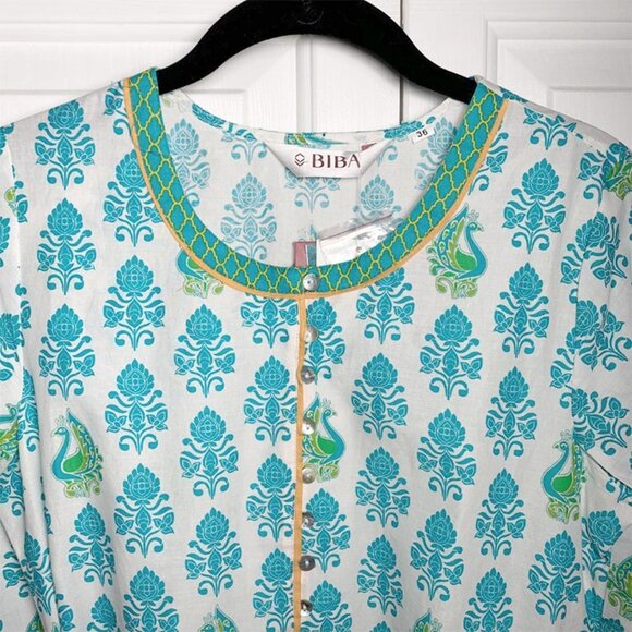 NWT BIBA Medallion Block Print Lightweight Summer Tunic - Picture 3 of 5